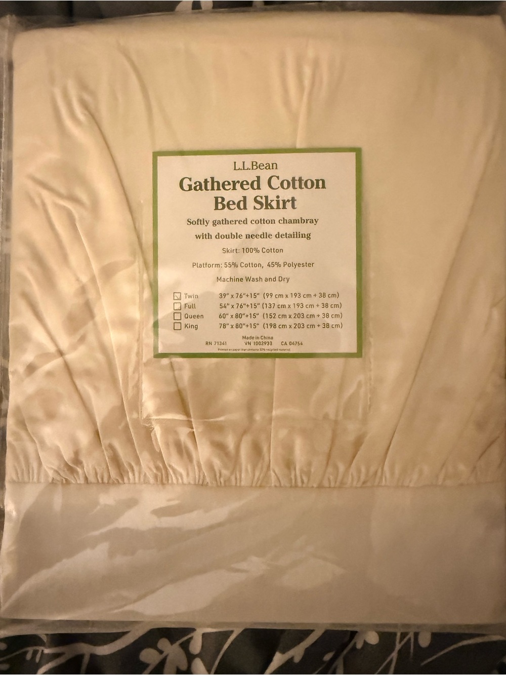 L.L. Bean Gathered Cotton Bed Skirt in Cream